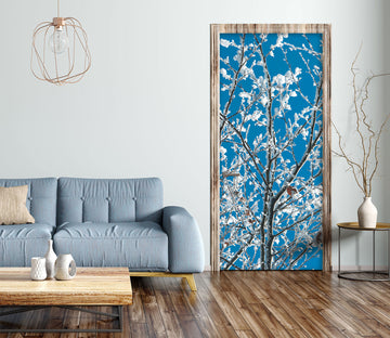 3D Blue White Branch 106220 Assaf Frank Door Mural