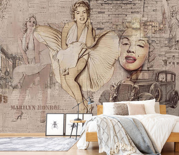 3D Vintage Marilyn Monroe 051 Wall Murals