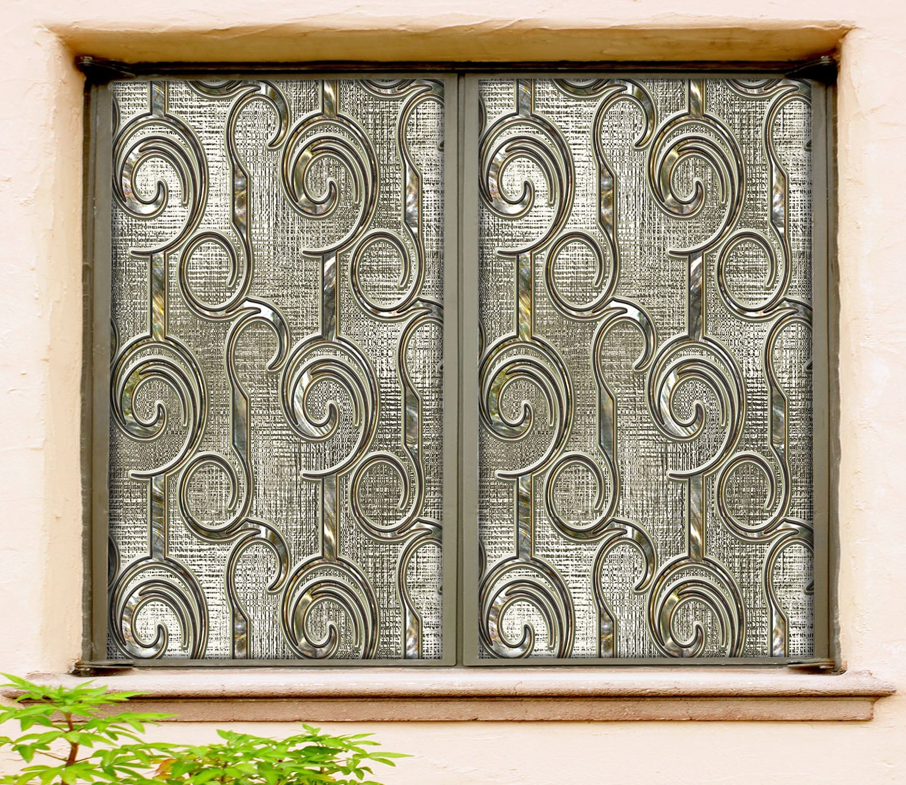 3D Golden Stripes 128 Window Film Print Sticker Cling Stained Glass UV Block