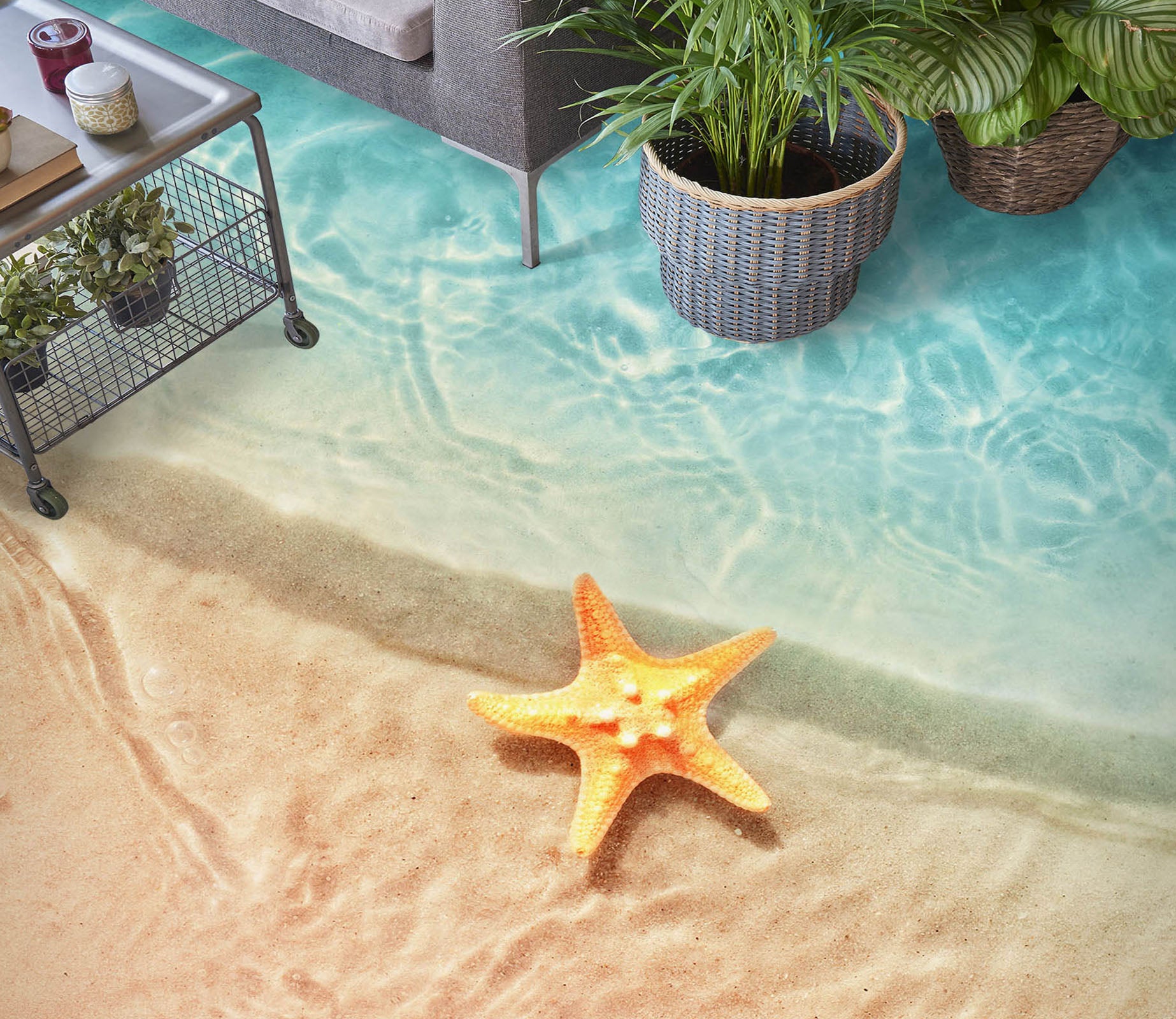 3D Cute Yellow Starfish 203 Floor Mural  Wallpaper Murals Rug & Mat Print Epoxy waterproof bath floor