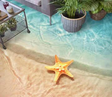 3D Cute Yellow Starfish 203 Floor Mural  Wallpaper Murals Rug & Mat Print Epoxy waterproof bath floor