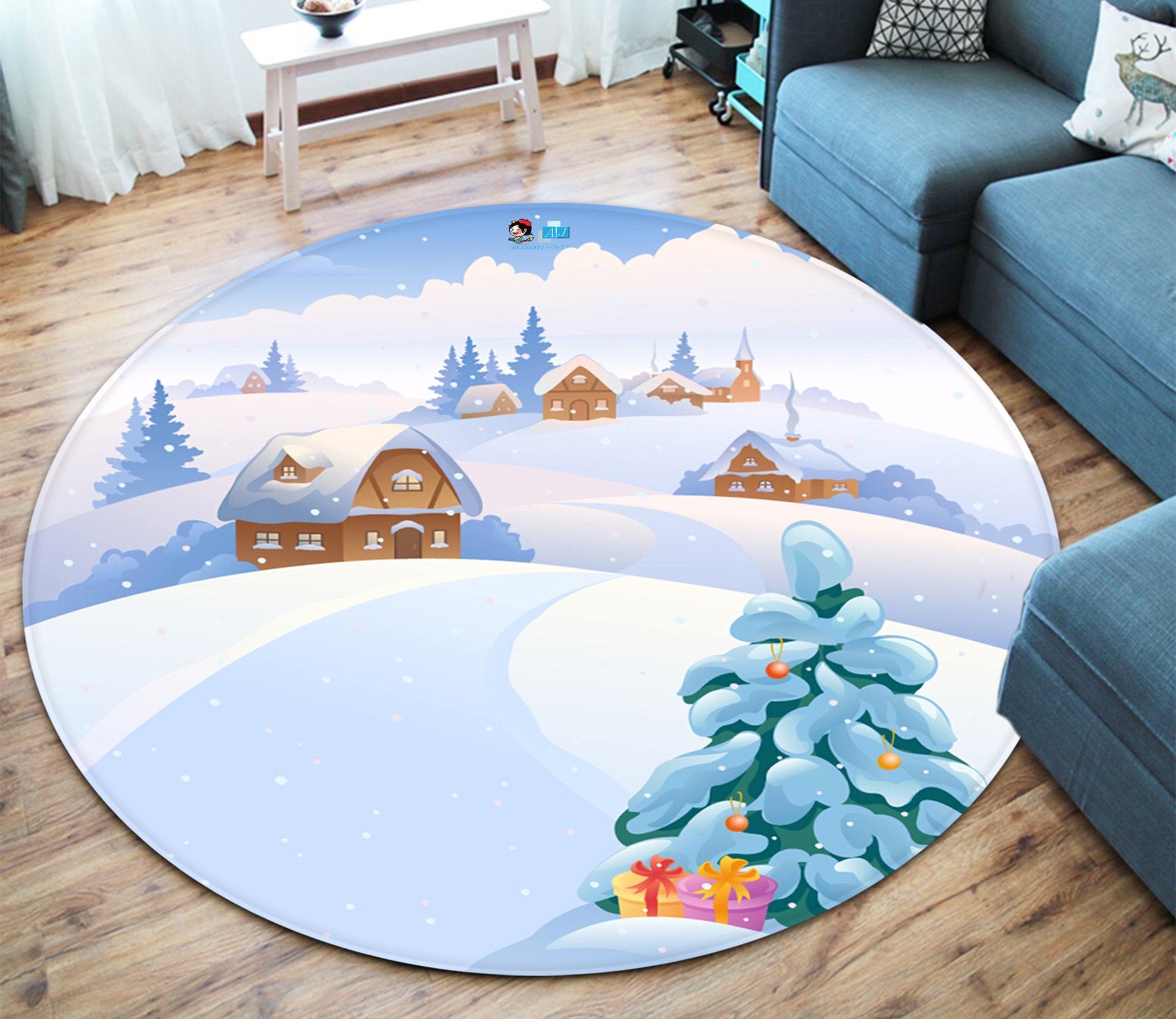 3D Snowy Country Tree 057 Round Non Slip Rug Mat Mat AJ Creativity Home 