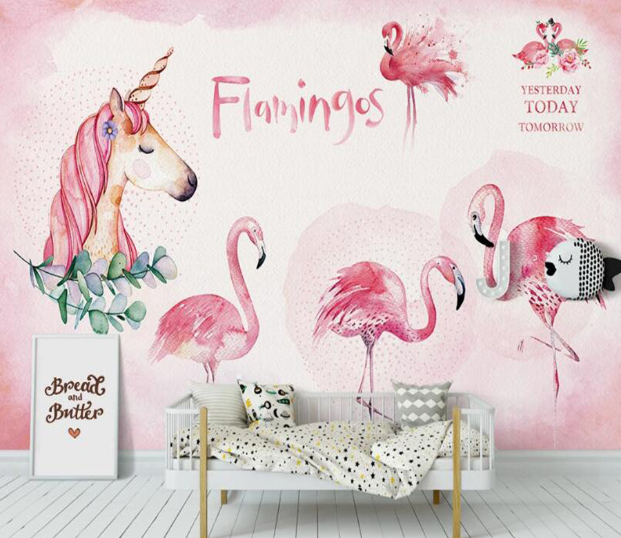 3D Four Flamingos 1018 Wall Murals