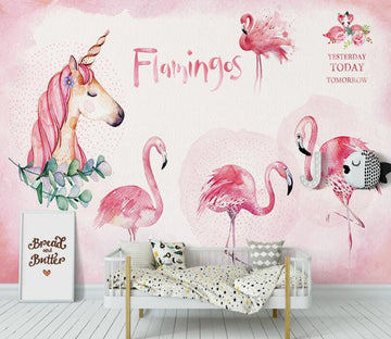 3D Four Flamingos 1018 Wall Murals