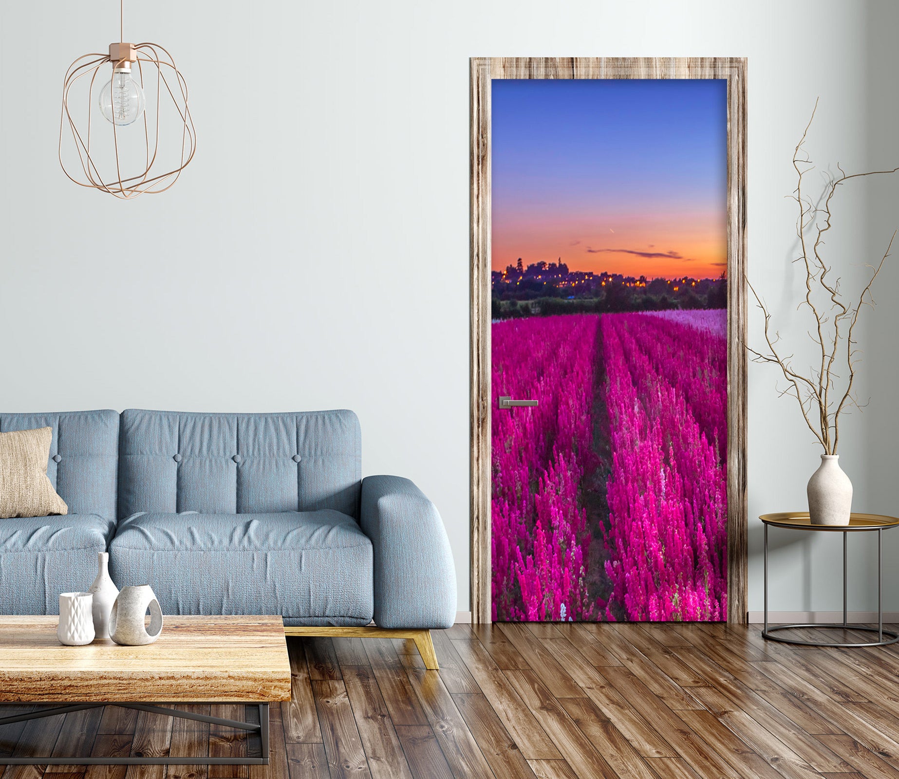 3D Red Flower Field 106230 Assaf Frank Door Mural