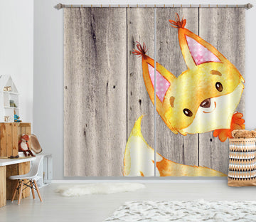 3D Yellow Fox 157 Uta Naumann Curtain Curtains Drapes