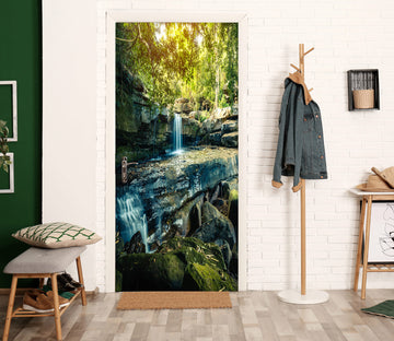 3D Forest Rock River 070 Door Mural
