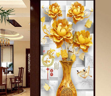 3D Golden Flowers 492 Wall Murals Wallpaper AJ Wallpaper 2 