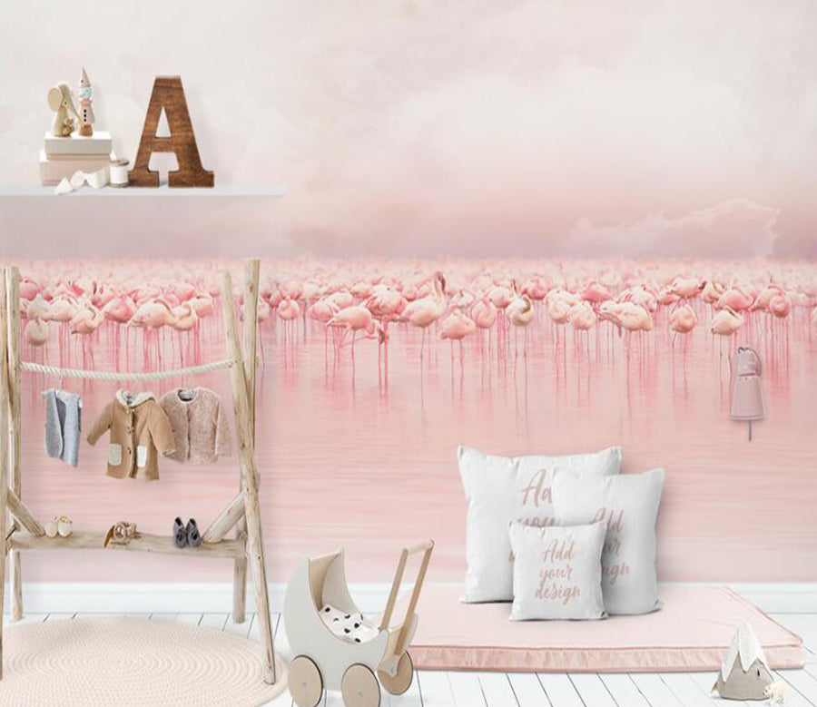 3D Pink Flamingo World 872 Wall Murals