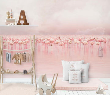 3D Pink Flamingo World 872 Wall Murals
