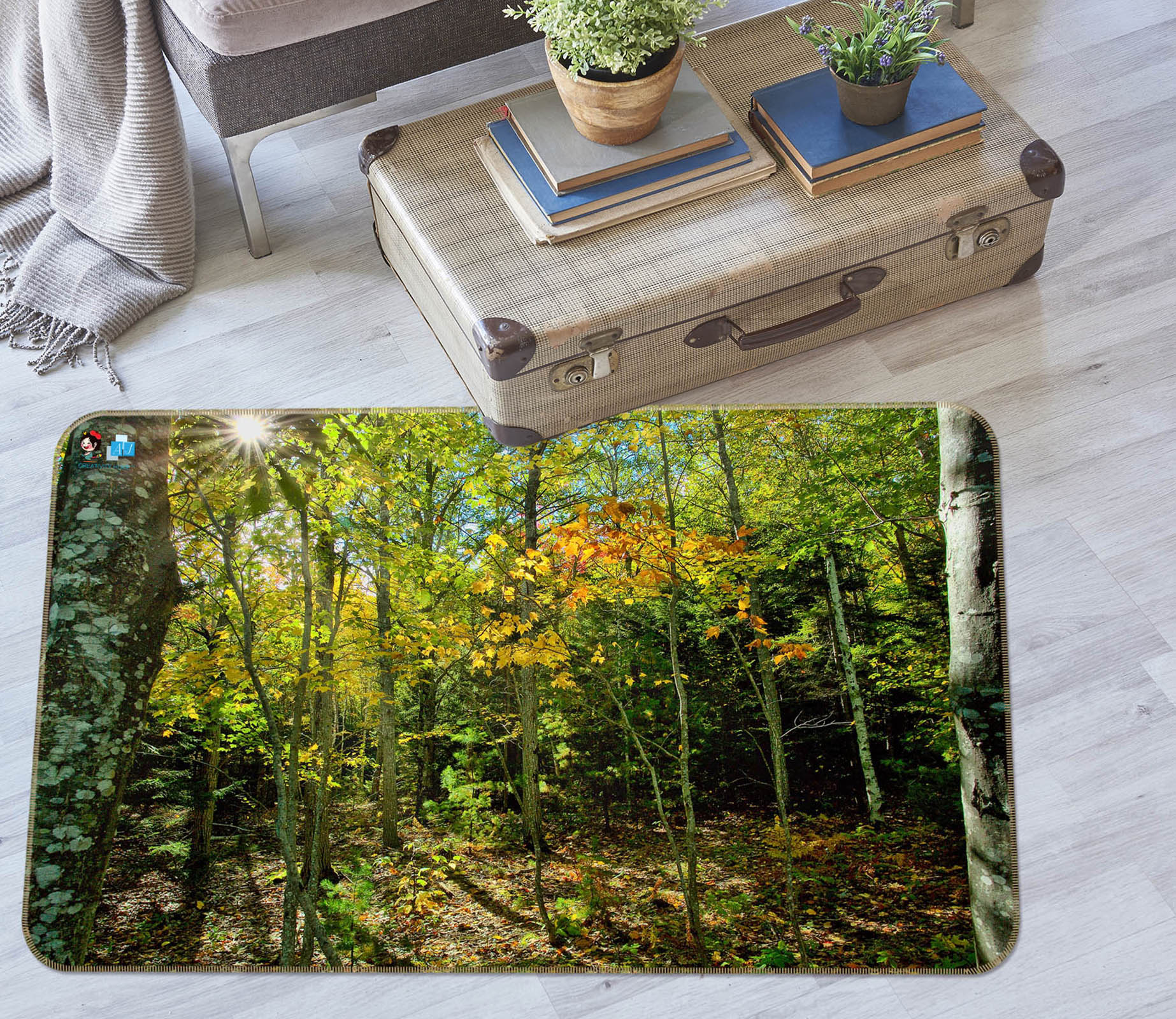 3D Fall In The Forest 62206 Kathy Barefield Rug Non Slip Rug Mat