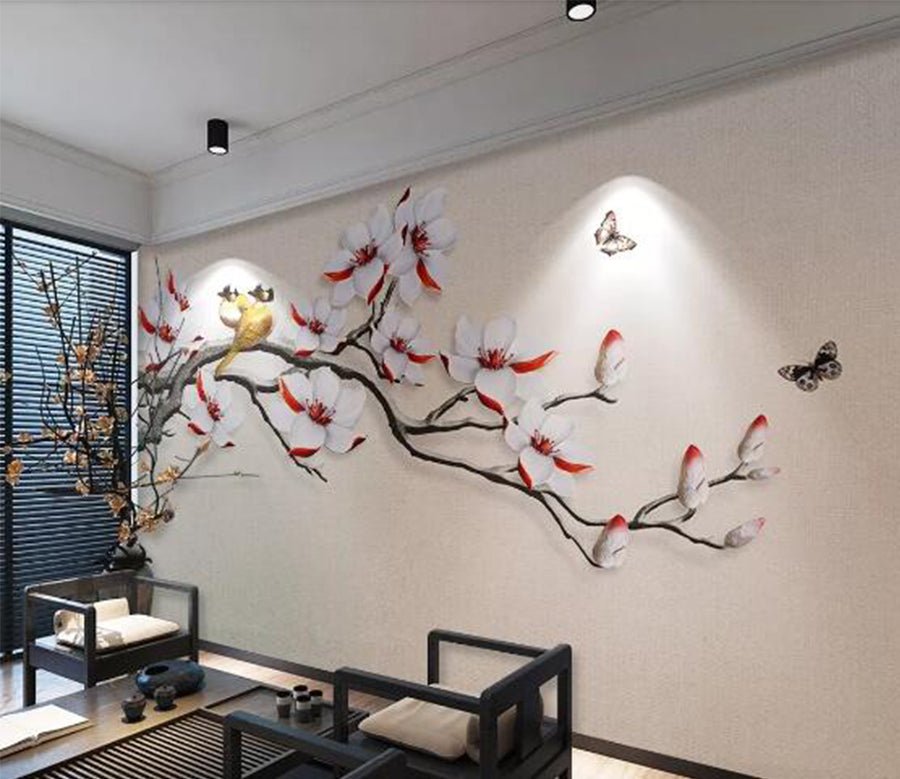 3D Plum Bird WC572 Wall Murals