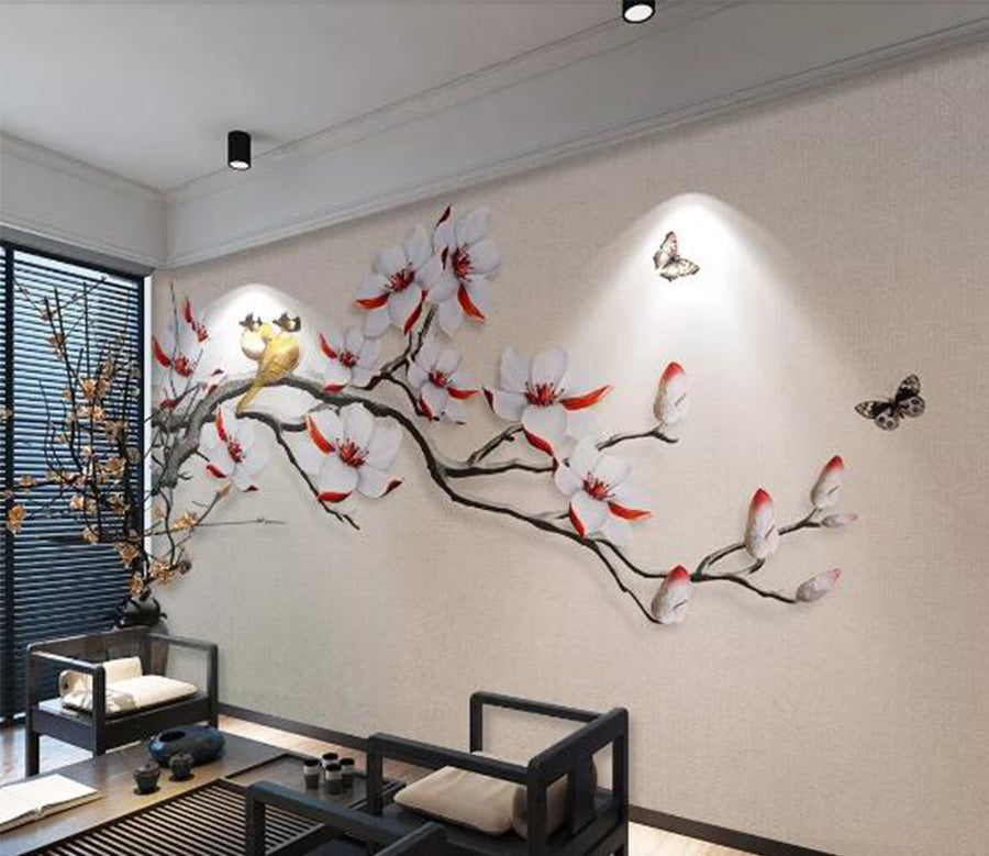 3D Plum Bird WC572 Wall Murals