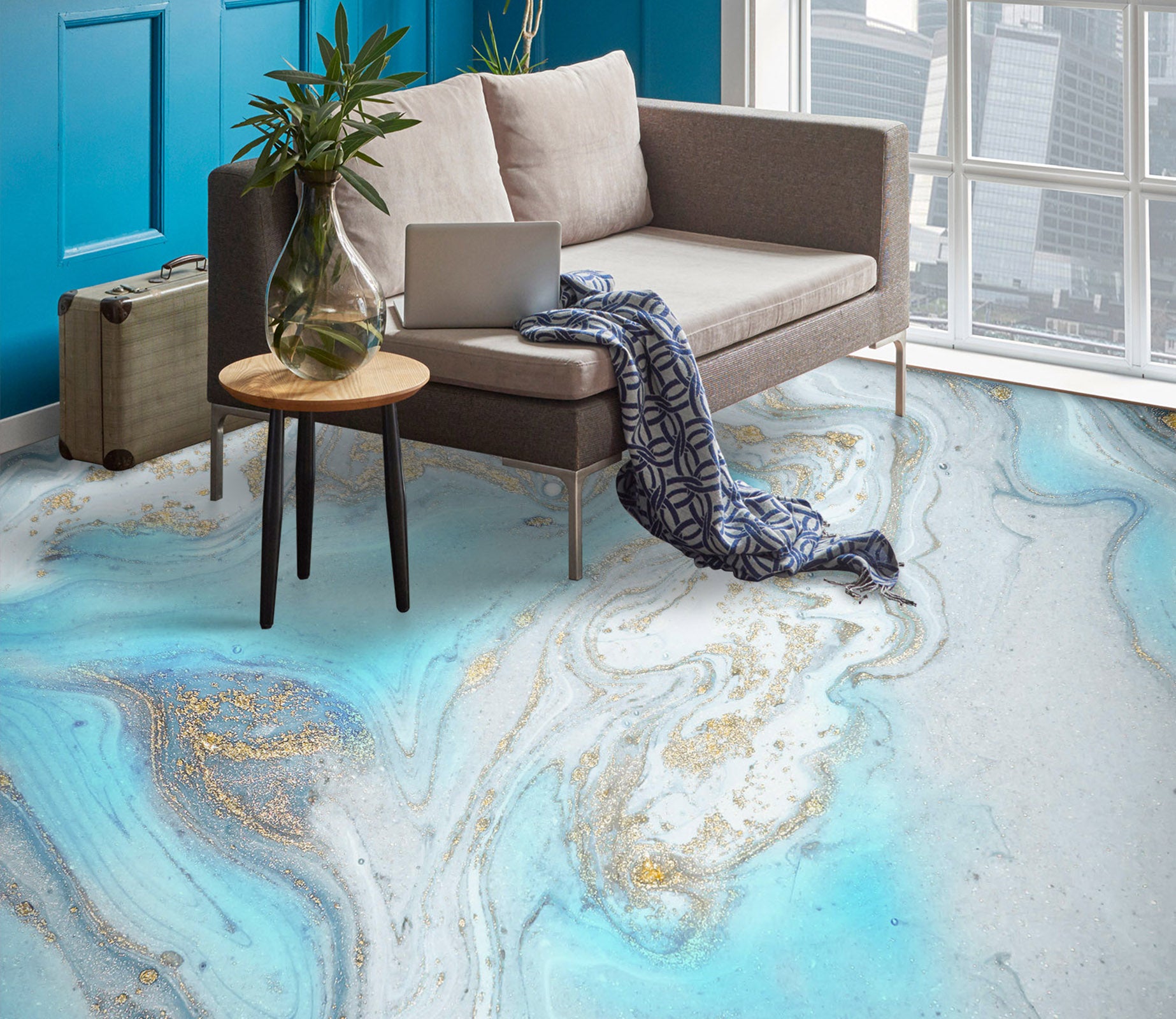 3D Light Blue Nobility 379 Floor Mural  Wallpaper Murals Rug & Mat Print Epoxy waterproof bath floor