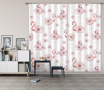 3D Flamingo Flower 156 Uta Naumann Curtain Curtains Drapes
