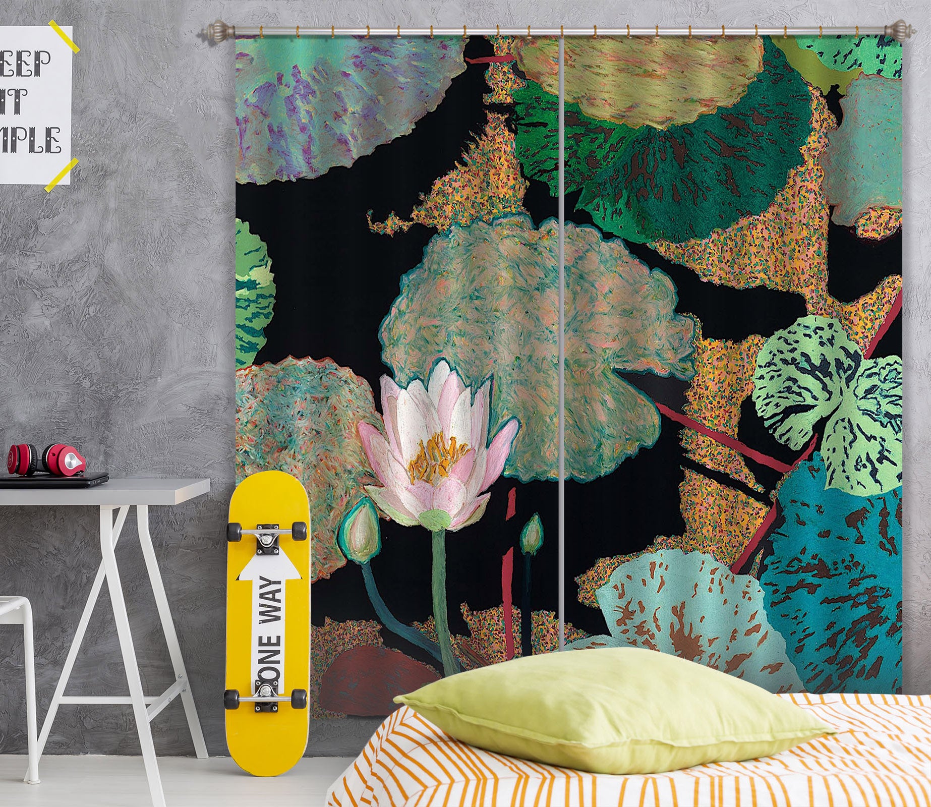 3D Lotus Pond 286 Allan P. Friedlander Curtain Curtains Drapes