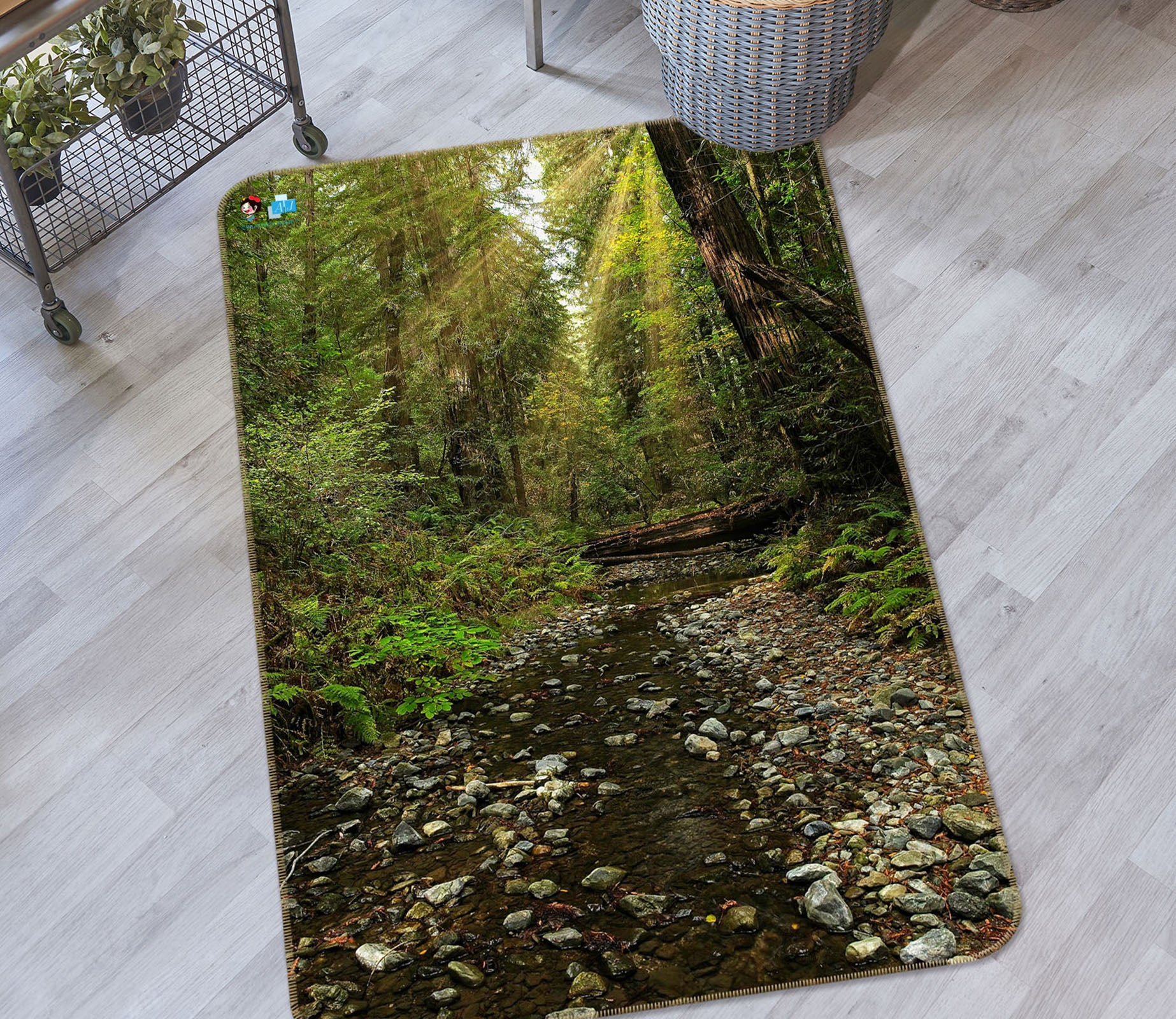 3D Forest Stream 62230 Kathy Barefield Rug Non Slip Rug Mat