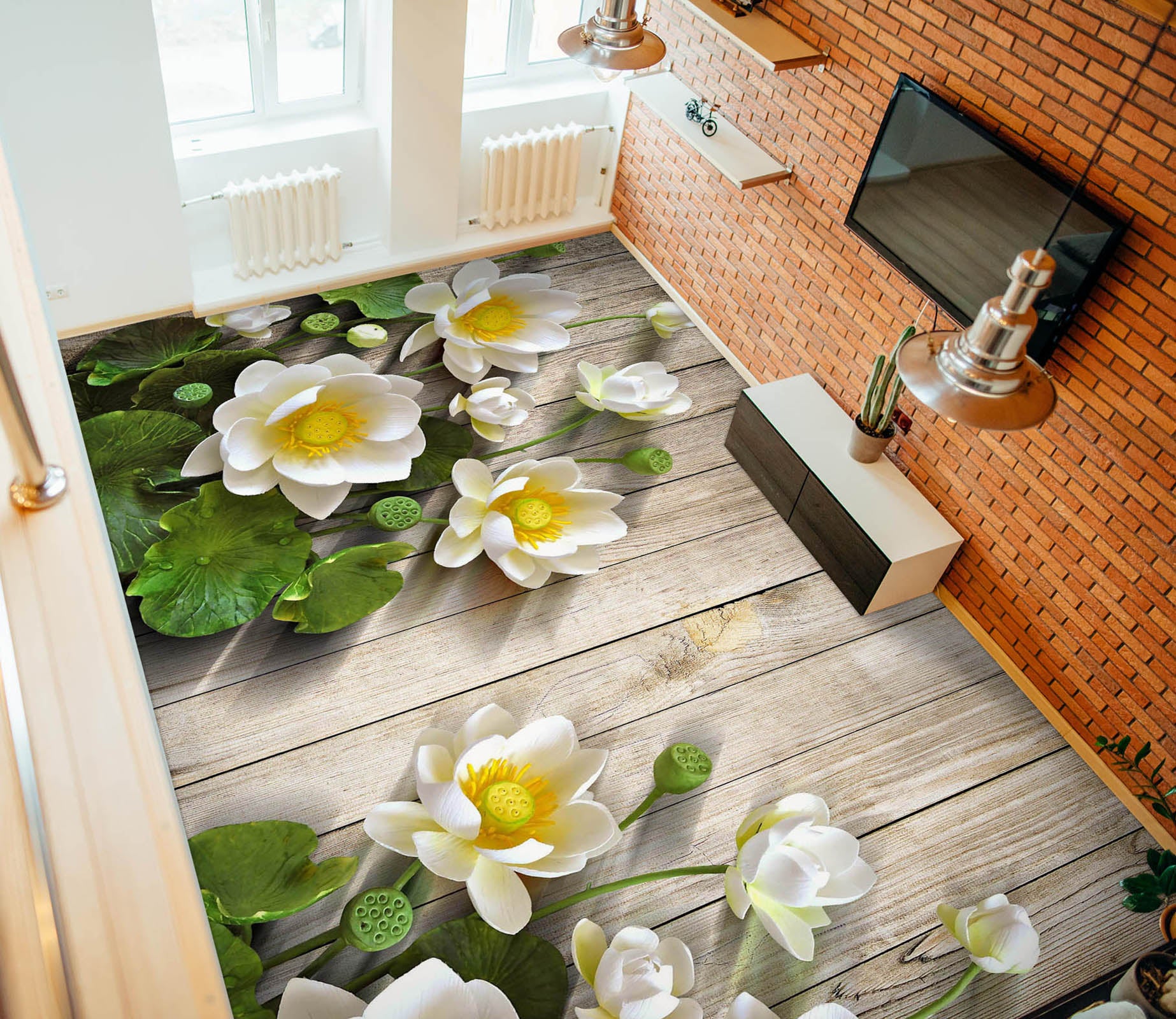 3D Lotus Of Hope 1434 Floor Mural  Wallpaper Murals Self-Adhesive Removable Print Epoxy