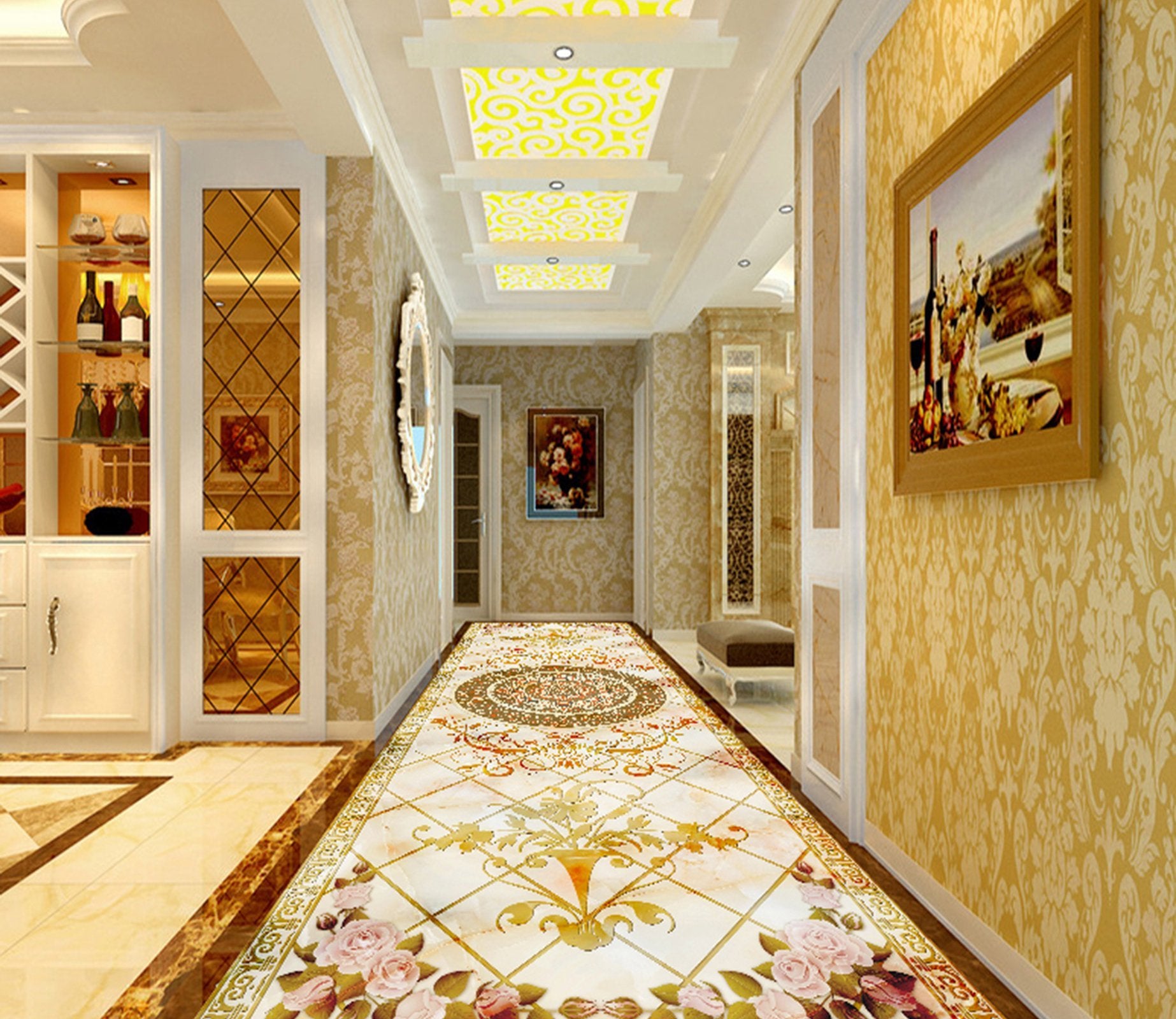 3D Flower Pattern WG306 Floor Mural Wallpaper AJ Wallpaper 2 