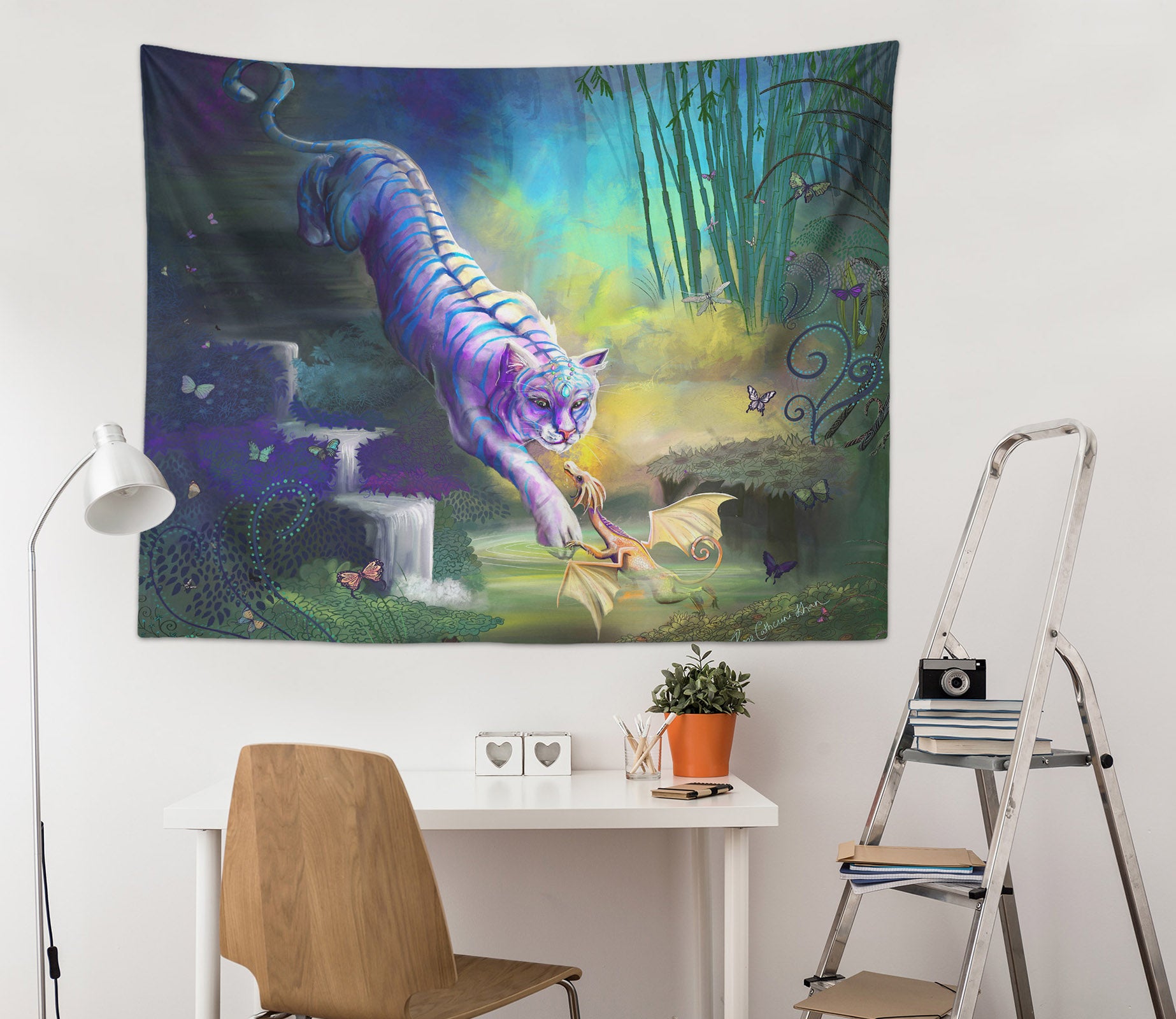 3D Purple Tiger 5207 Rose Catherine Khan Tapestry Hanging Cloth Hang