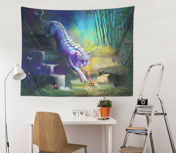 3D Purple Tiger 5207 Rose Catherine Khan Tapestry Hanging Cloth Hang