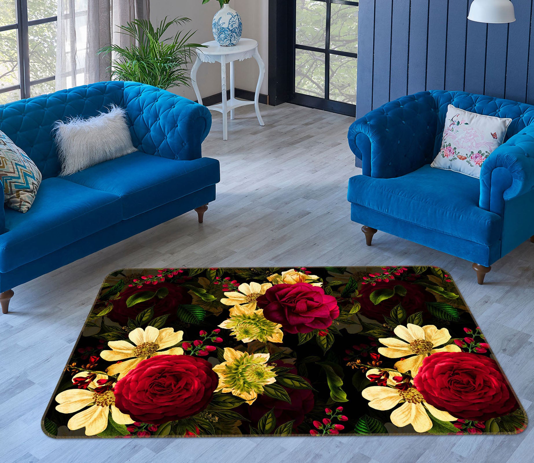 3D Bright Flowers 102 Uta Naumann Rug Non Slip Rug Mat