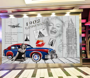 3D Building Retro Style 142 Wall Murals