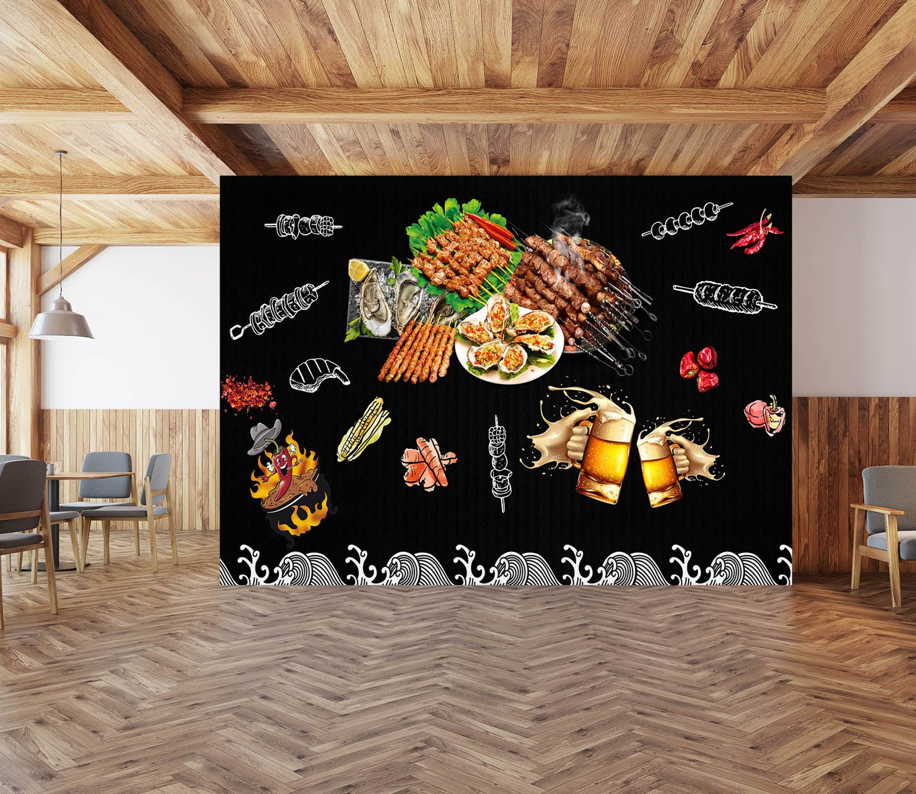 3D Barbecue Beer 3028 Wall Murals