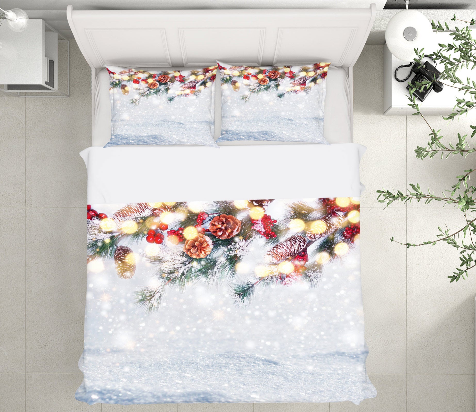 3D Snow Branches 52202 Christmas Quilt Duvet Cover Xmas Bed Pillowcases