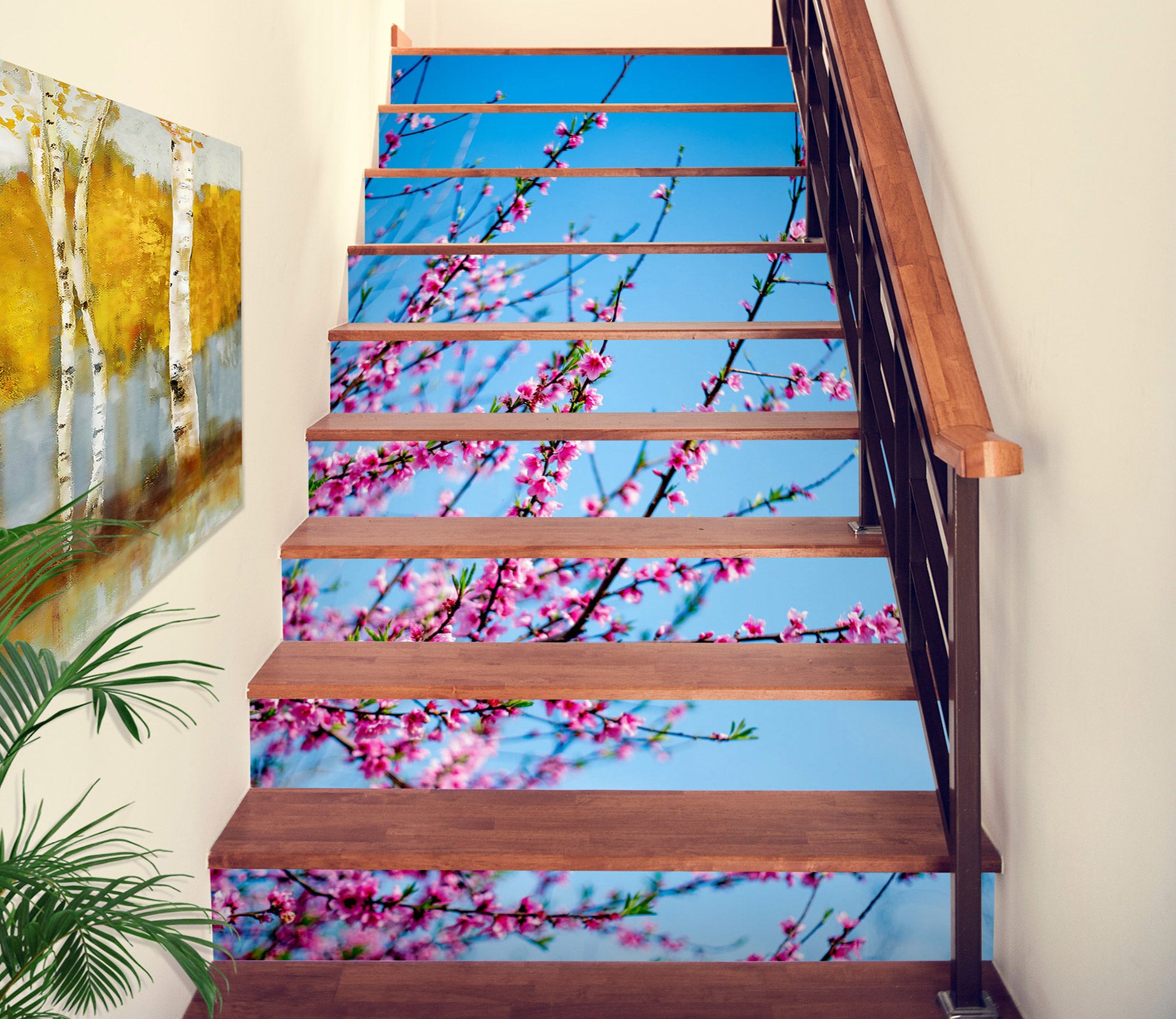 3D Sky Plum Branch 259 Stair Risers