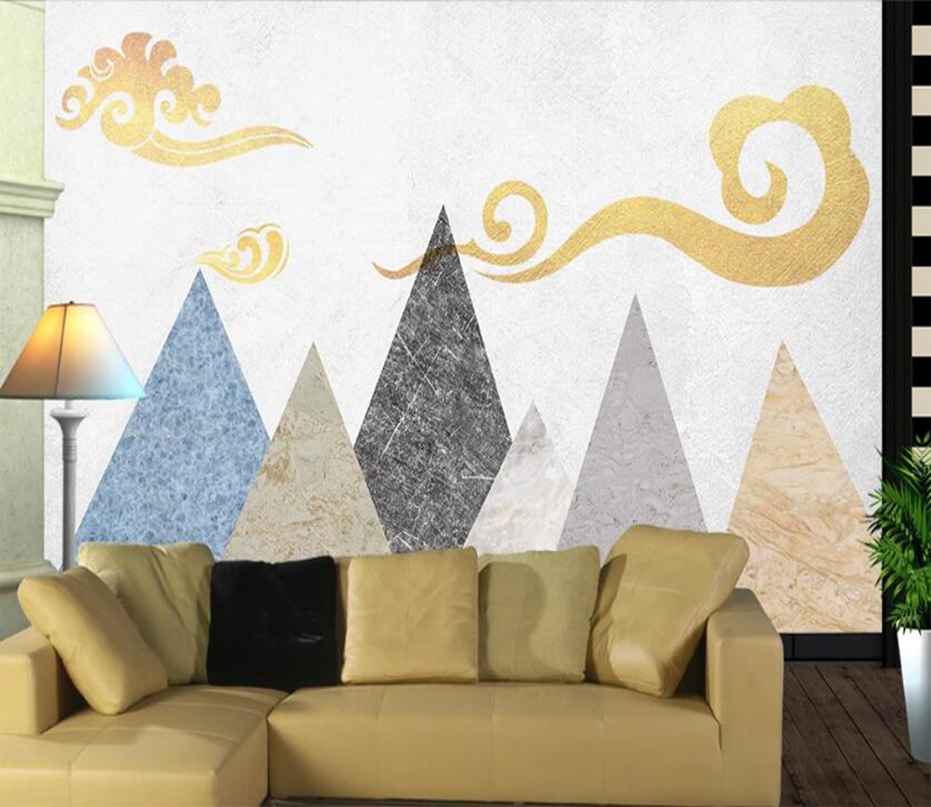 3D Triangles Of Six Colors 2337 Wall Murals