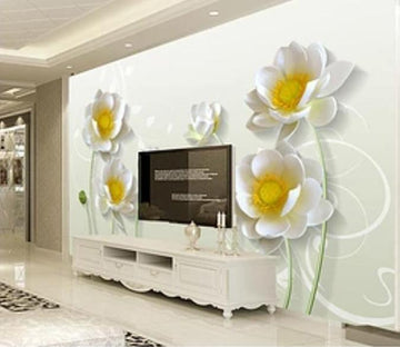 3D White Flowers 575 Wall Murals Wallpaper AJ Wallpaper 2 