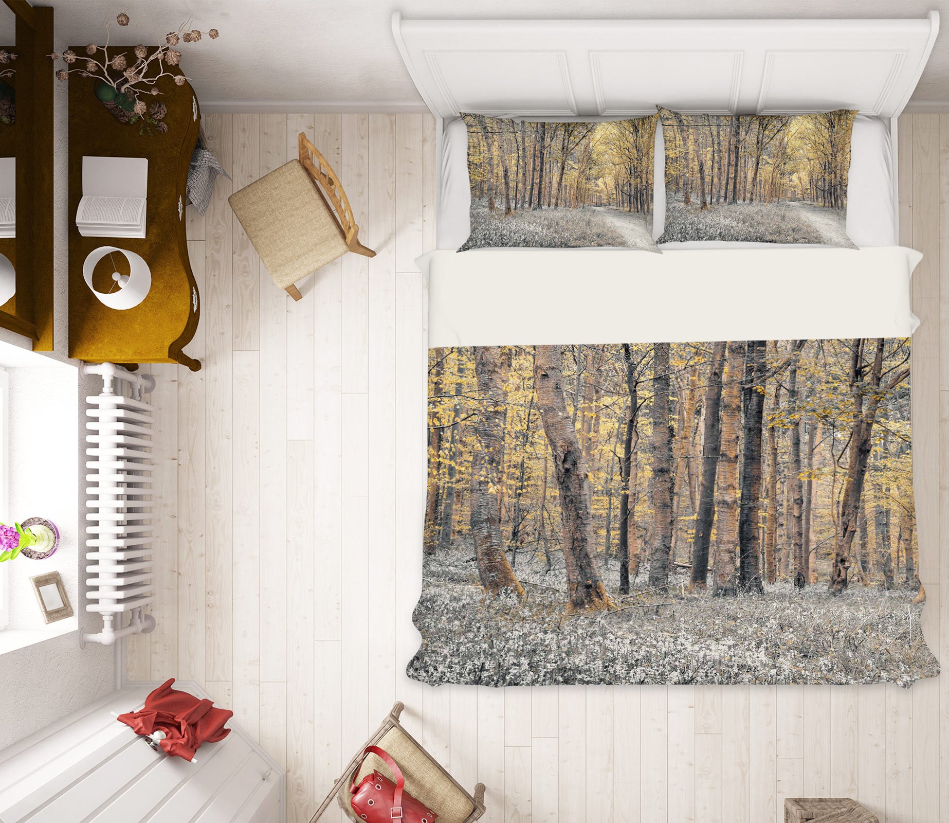 3D Gray Grass Trees 7019 Assaf Frank Bedding Bed Pillowcases Quilt Cover Duvet Cover