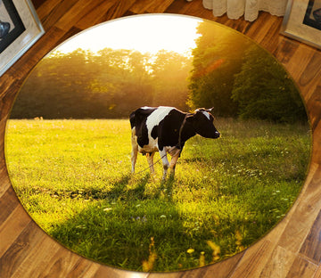 3D Forest Sunshine Cow 080 Animal Round Non Slip Rug Mat Mat AJ Creativity Home 