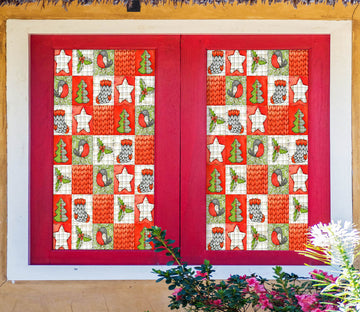 3D Christmas Square Pattern 30033 Christmas Window Film Print Sticker Cling Stained Glass Xmas