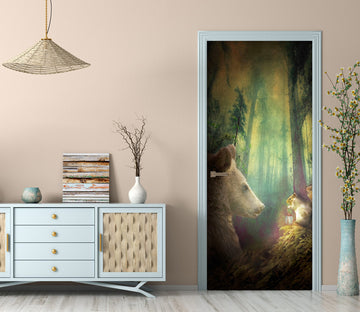 3D Forest Bear Mouse 10849 Beth Sheridan Door Mural