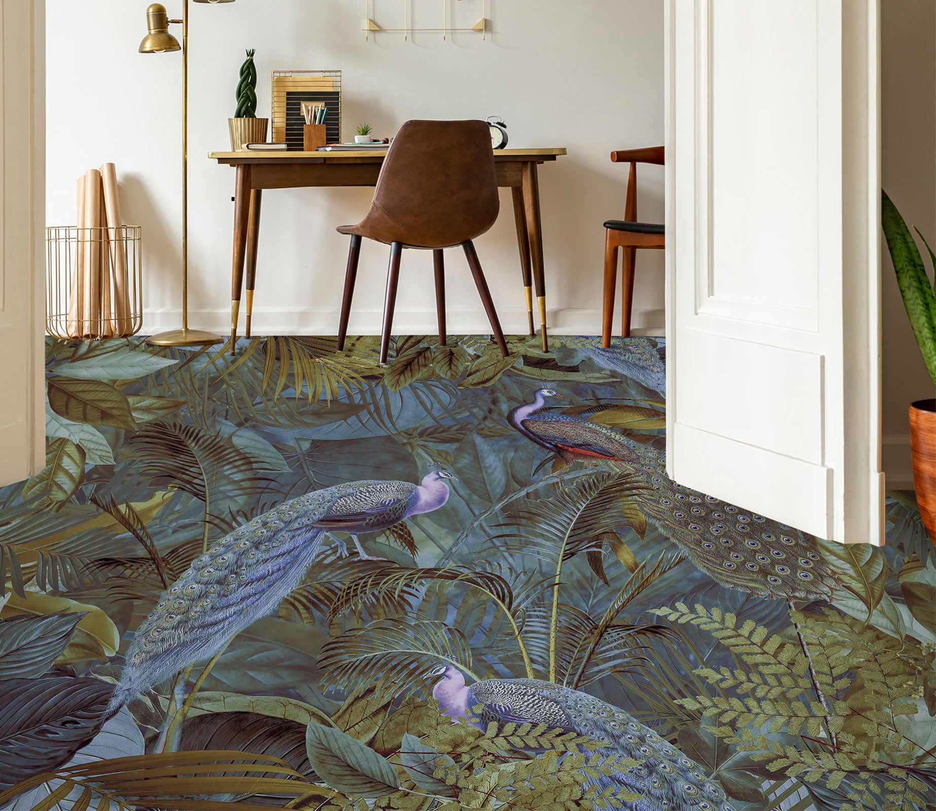3D Peacock Jungle 10041 Andrea Haase Floor Mural  Wallpaper Murals Self-Adhesive Removable Print Epoxy