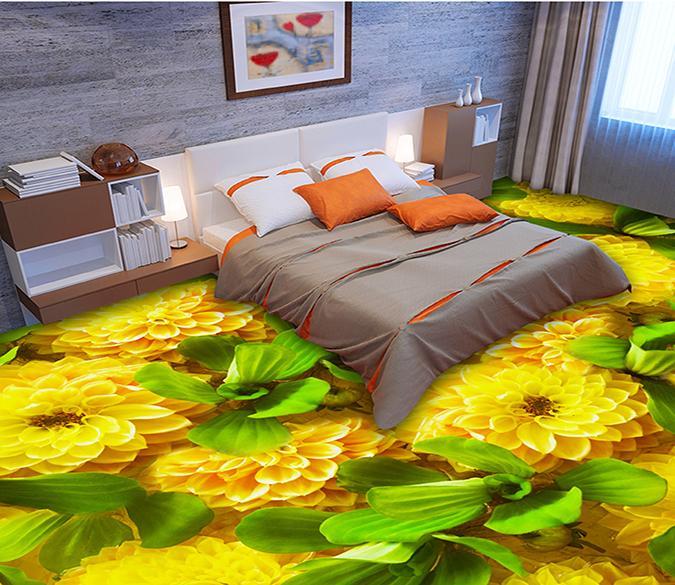 3D Yellow Flower WG174 Floor Mural Wallpaper AJ Wallpaper 2 