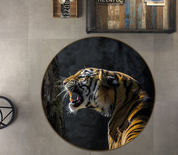 3D Tiger howling 106 Animal Round Non Slip Rug Mat Mat AJ Creativity Home 