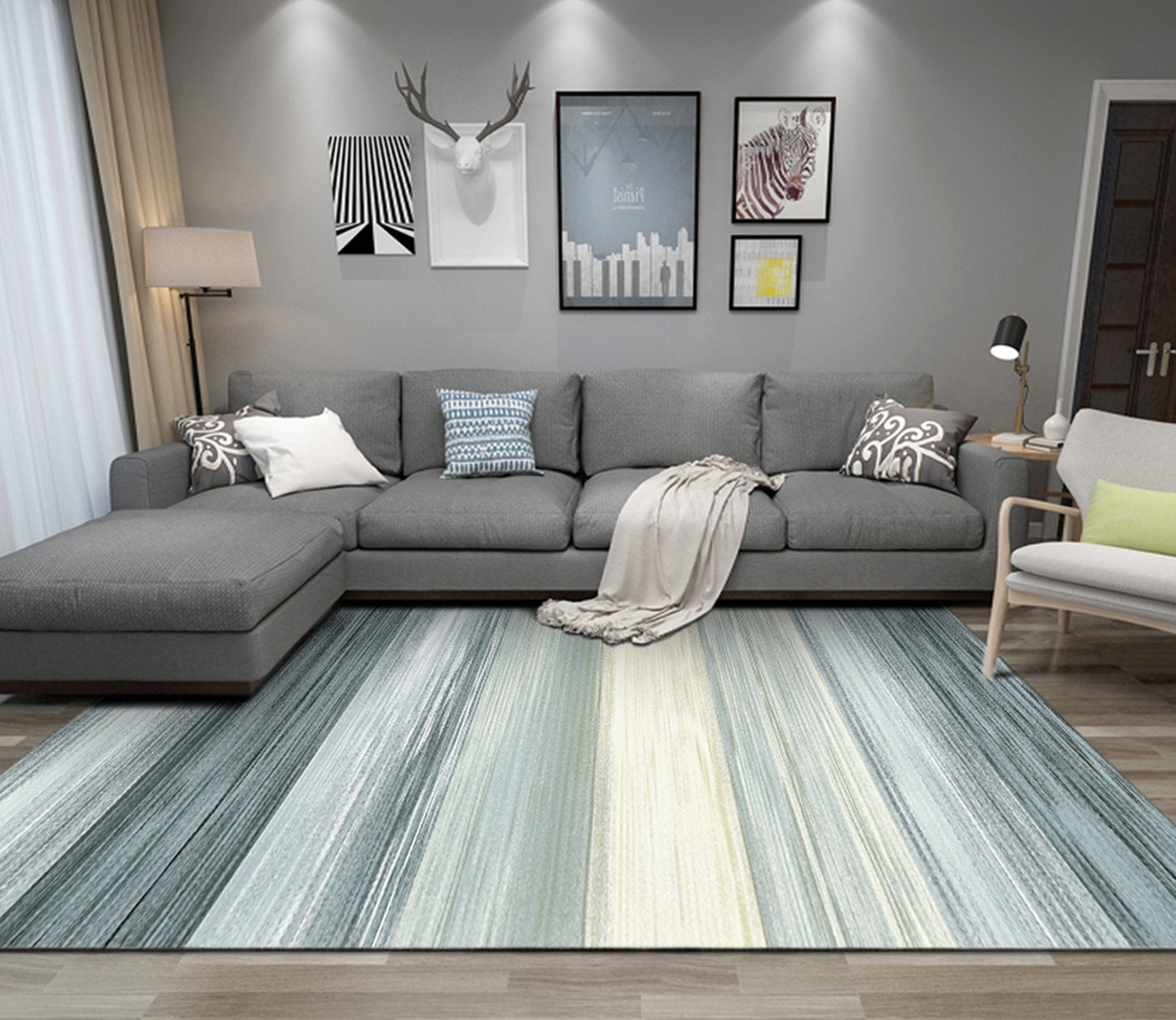 3D Color Stripe WG241 Non Slip Rug Mat Mat AJ Creativity Home 