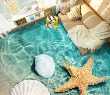 3D White Shells And Yellow Starfish 793 Floor Mural  Wallpaper Murals Rug & Mat Print Epoxy waterproof bath floor