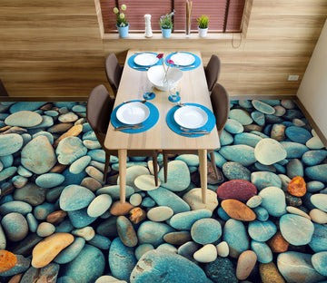 3D Light Blue Pebbles 341 Floor Mural  Wallpaper Murals Rug & Mat Print Epoxy waterproof bath floor