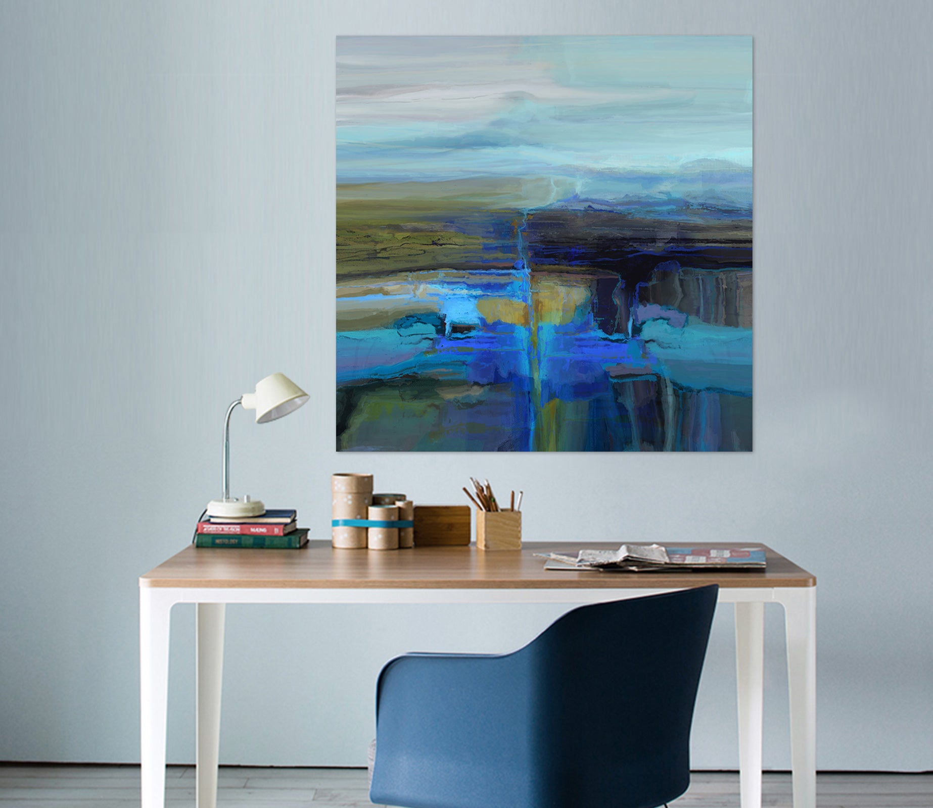 3D Blue Lake 025 Michael Tienhaara Wall Sticker