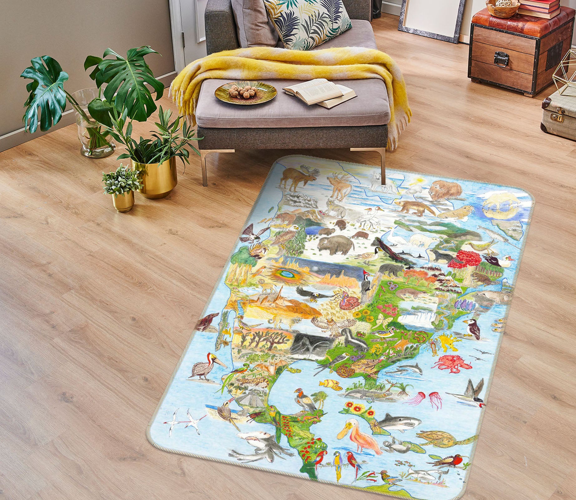3D Forest Animals 1518 Michael Sewell Rug Non Slip Rug Mat