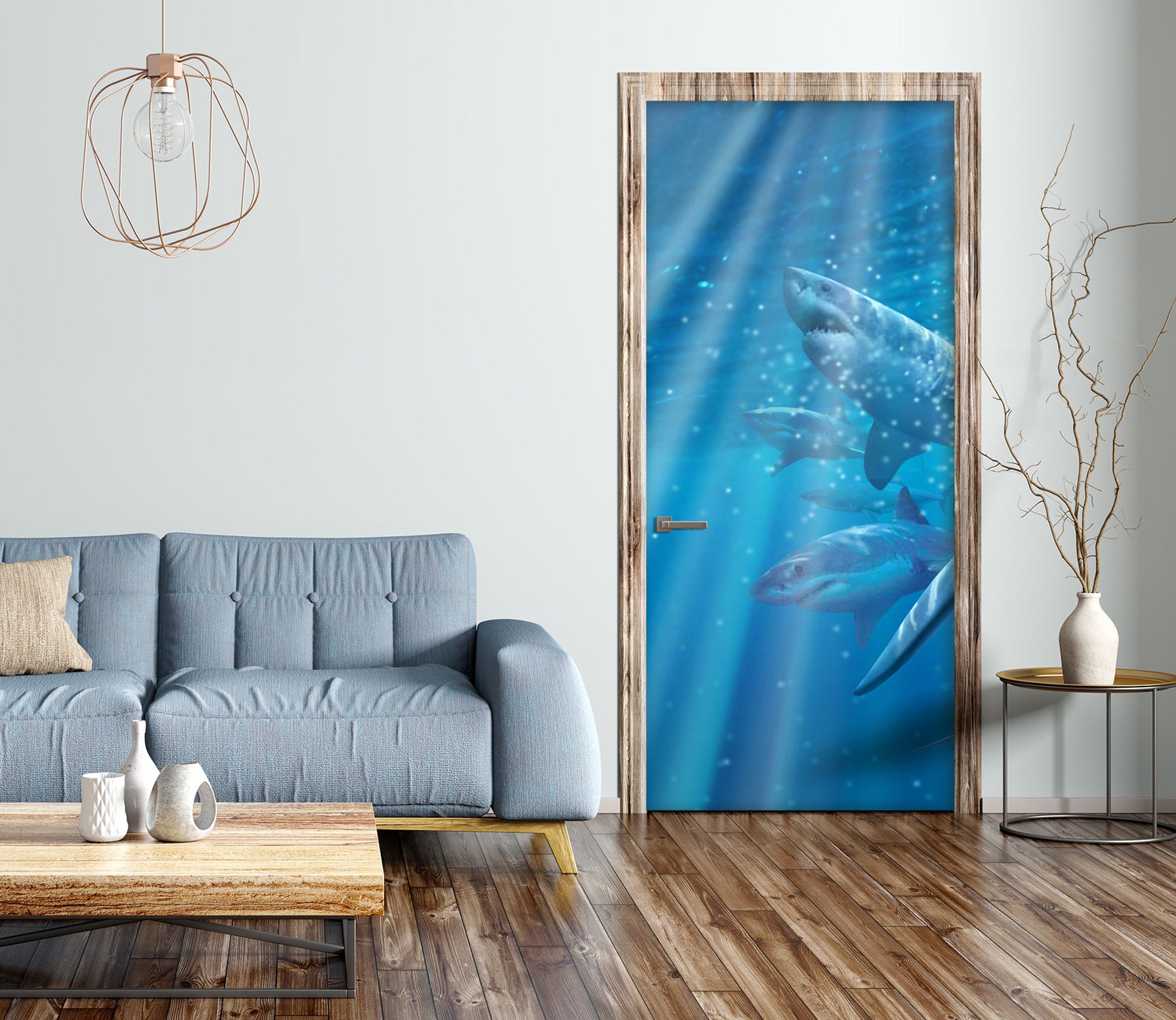 3D Ocean Shark 112138 Jerry LoFaro Door Mural