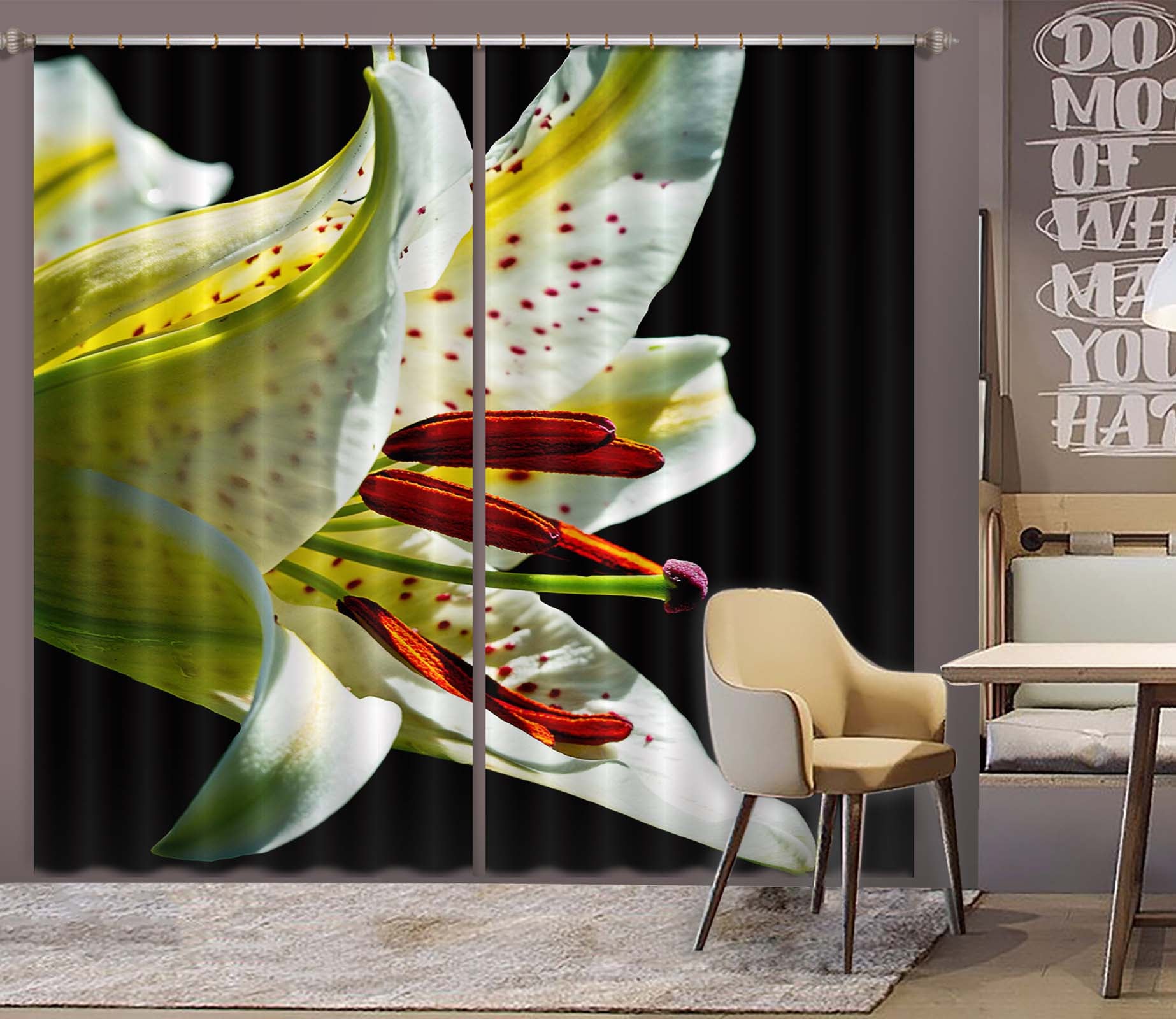 3D Lily 076 Kathy Barefield Curtain Curtains Drapes