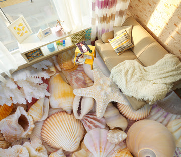 3D Happy Beach Shells 503 Floor Mural  Wallpaper Murals Rug & Mat Print Epoxy waterproof bath floor