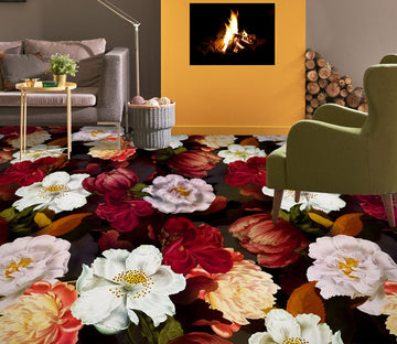 3D White Red Flower Clump 99228 Uta Naumann Floor Mural  Wallpaper Murals Self-Adhesive Removable Print Epoxy