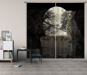 3D Moon Branch Leopard 5350 Beth Sheridan Curtain Curtains Drapes