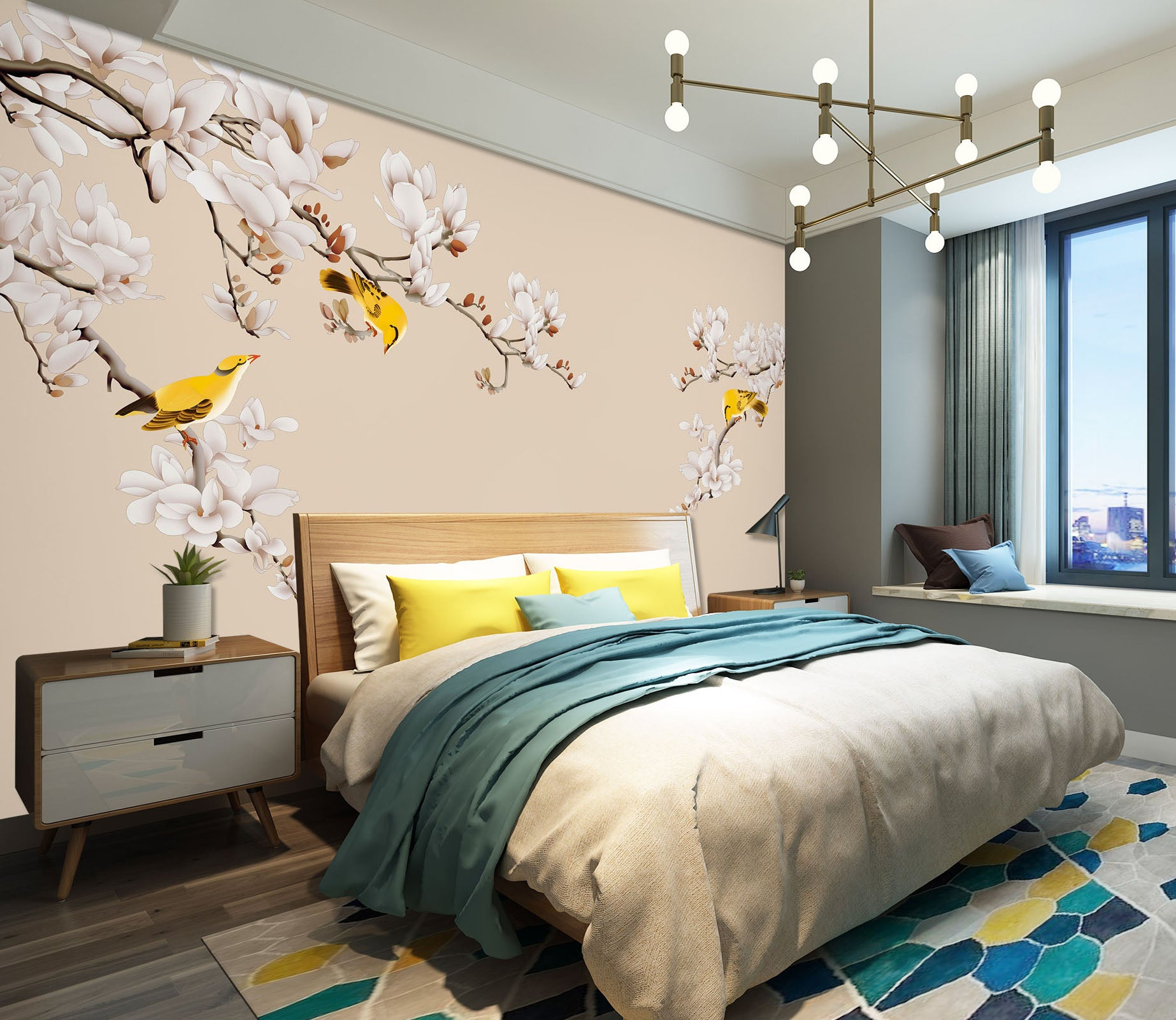 3D Flower Bird 1606 Wall Murals